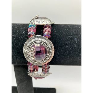 Handmade purple crystals silver-tone bracelet!